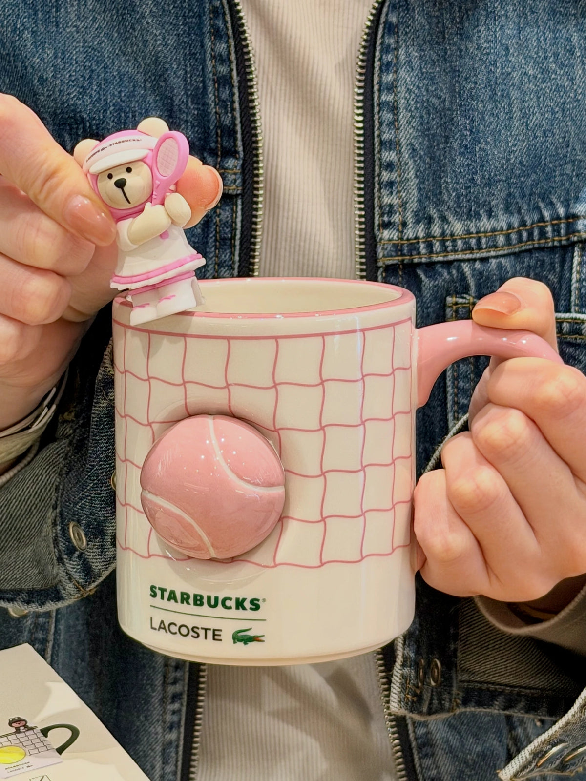 Starbucks China 2026 x LACOSTE 360ml Pink Mug with Bearista Stopper