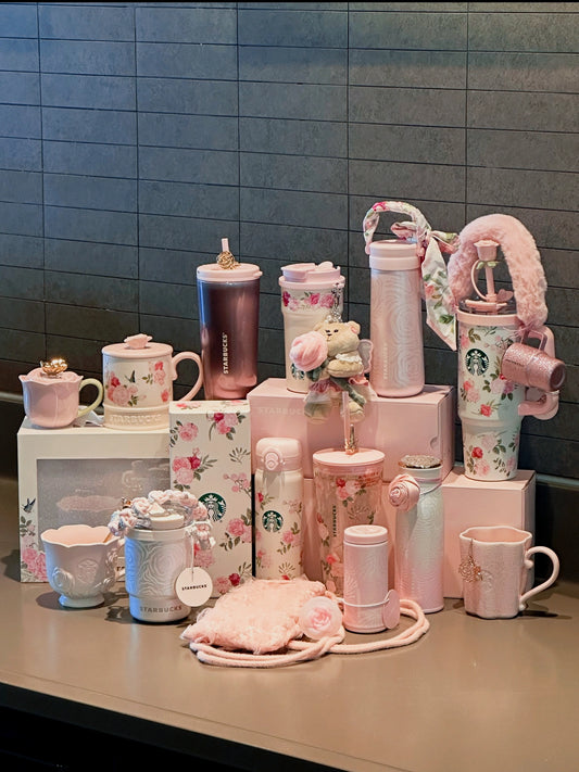 Starbucks 2026 China Rose Blossoms Garden Cup Tumblers display