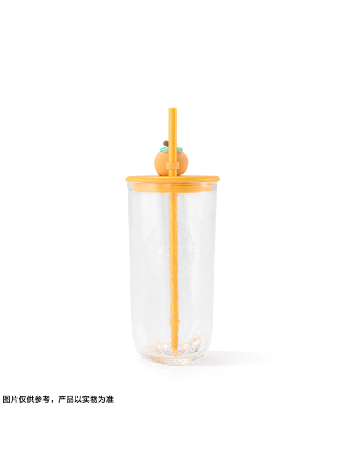 starbucks Ice Cracle pattern designed galss straw cup with persimmom topper