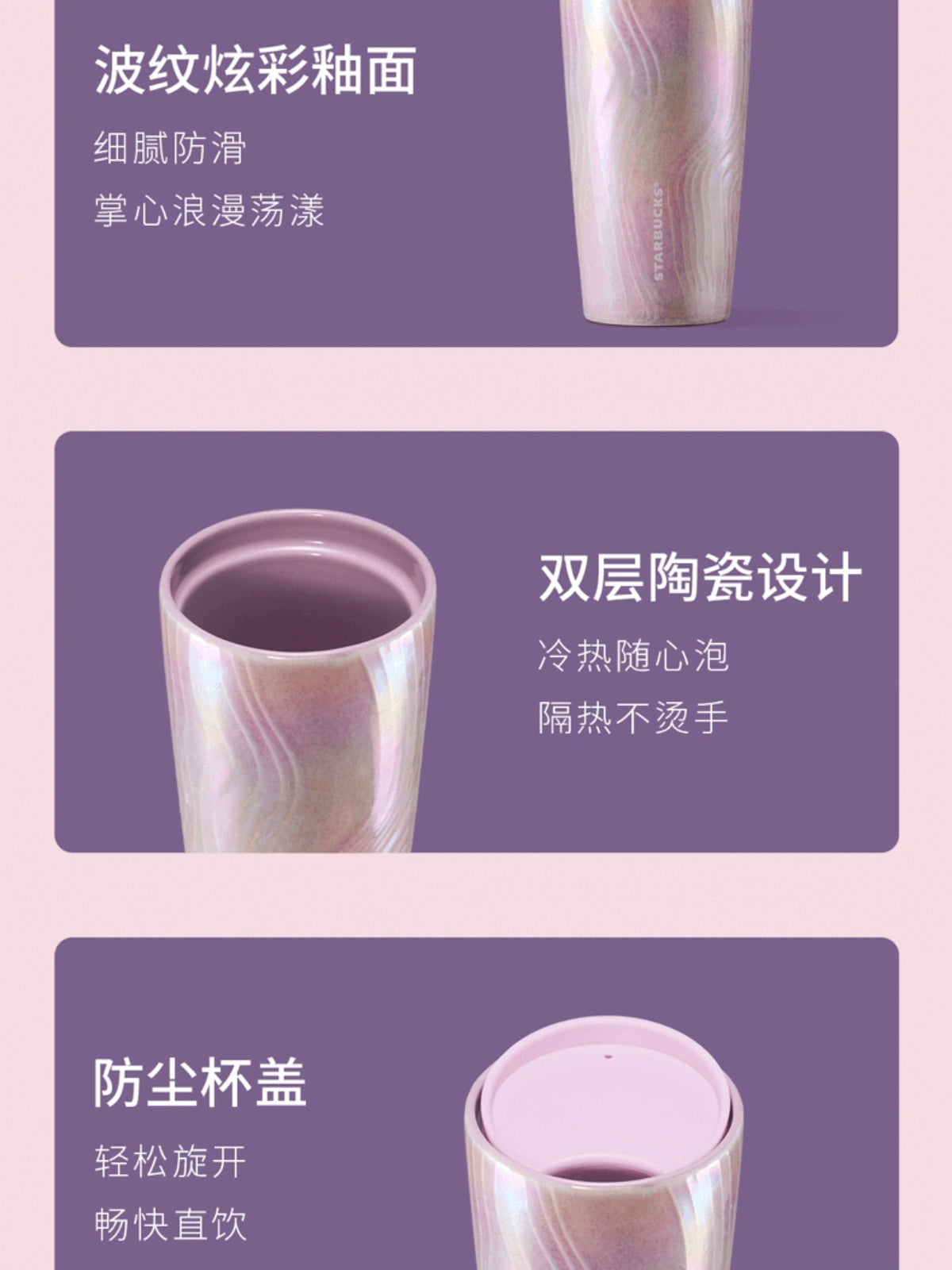 Starbucks 2026 China Night Sakura Double-Layer Ceramic Mug 355ml features