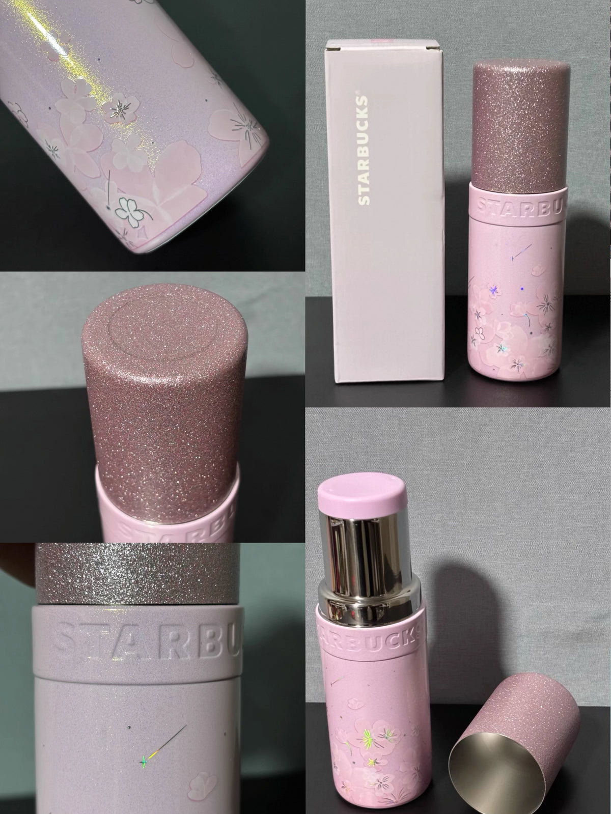 Starbucks 2026 China Sakura Twilight Stainless Steel Lipstick Shaped Cup 310ml details