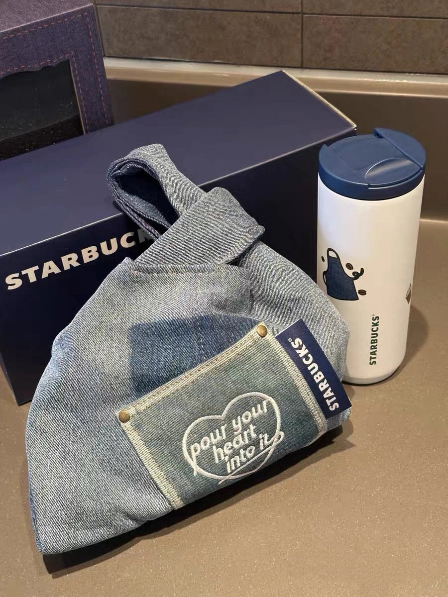Starbucks China 2026 Denim 530ml Stainless Steel Cup with Handbag