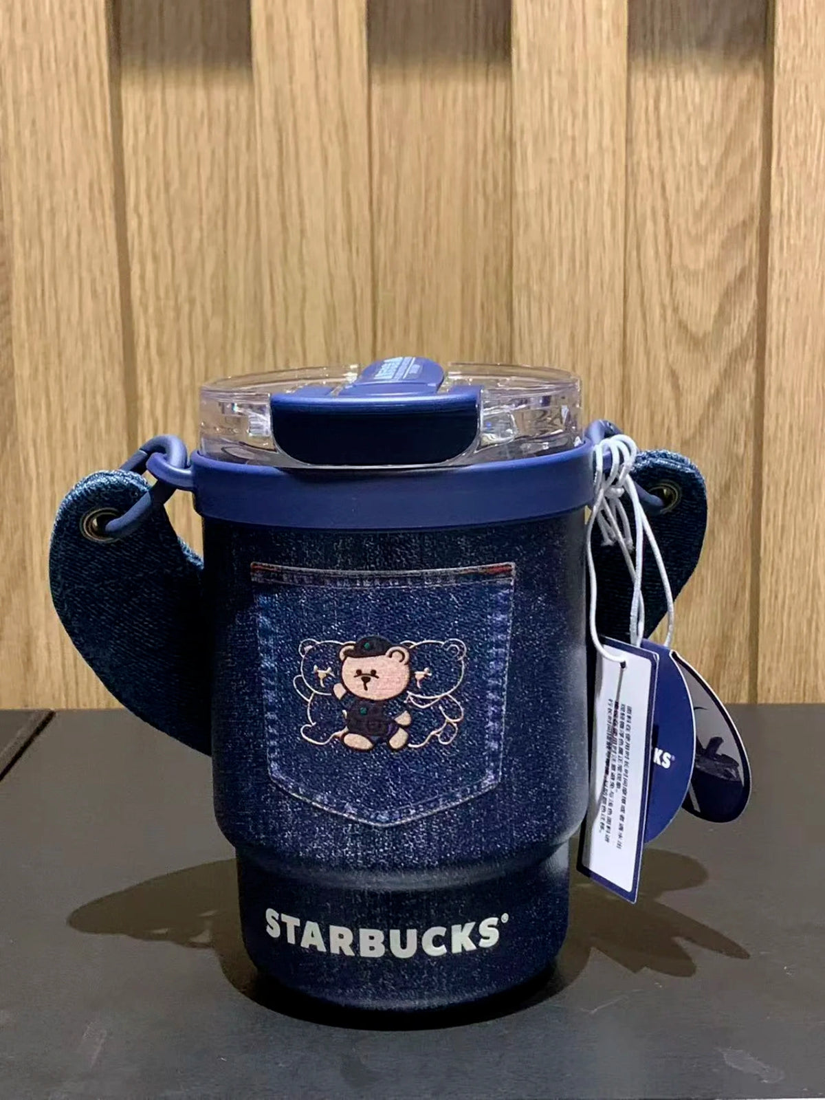 Starbucks China 2026 Denim Stainless Steel Double Drinking Cup With Handle 435ml display