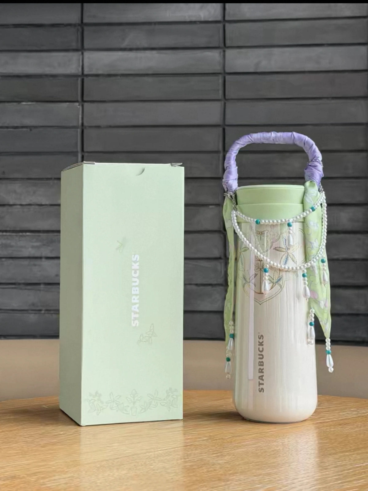 Starbucks China 2026 Spring Blessings 430ml SS Cup With Purple Ribbon Handle