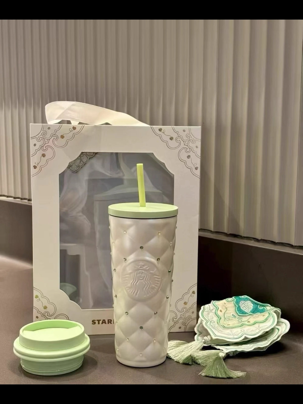 Starbucks China 2026 Spring Blessings SS Diamond Cup Double Lids Cup