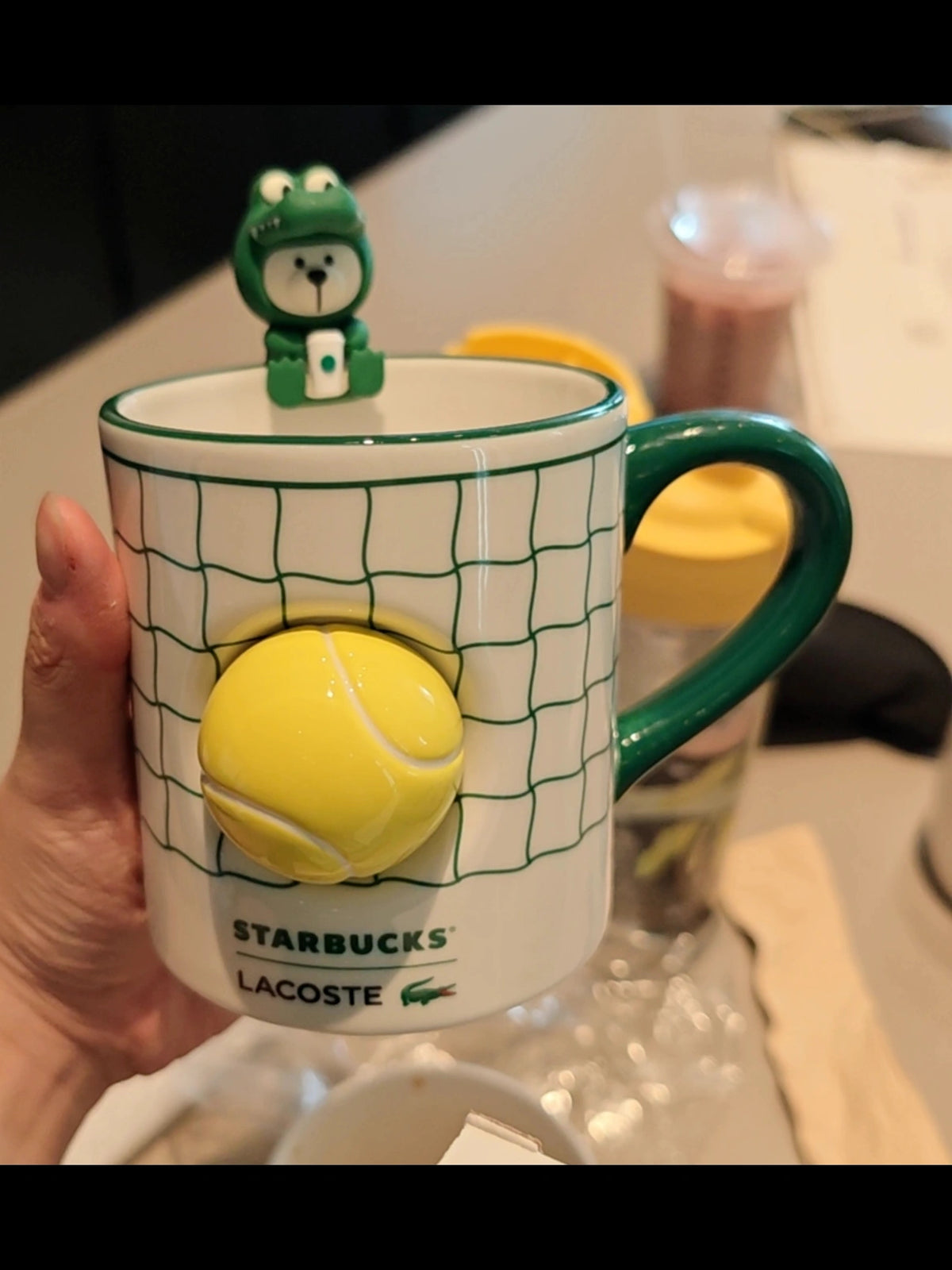 Starbucks China 2026 x LACOSTE 360ml Green Mug with Bearista Stopper