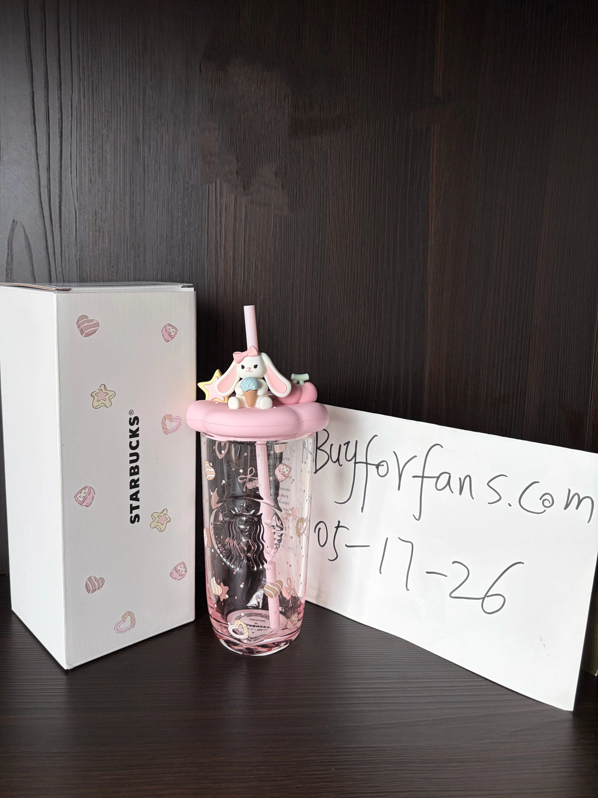 Starbucks China Summer 2026 Dessert Party Bunny Straw Lid Glass 500ml