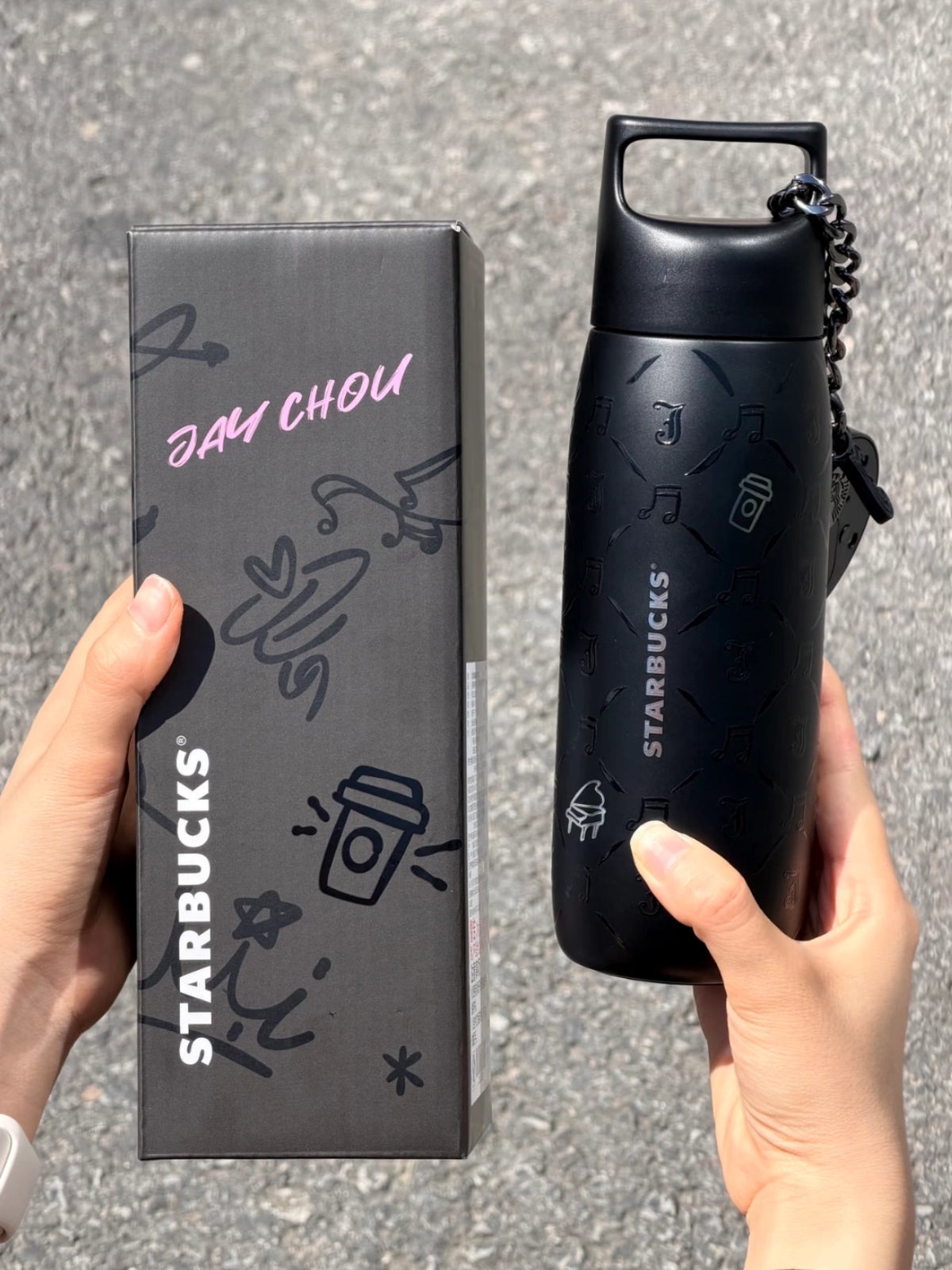 Starbucks Jay Chou Black Stainless Steel 445ml Cup with Pendant