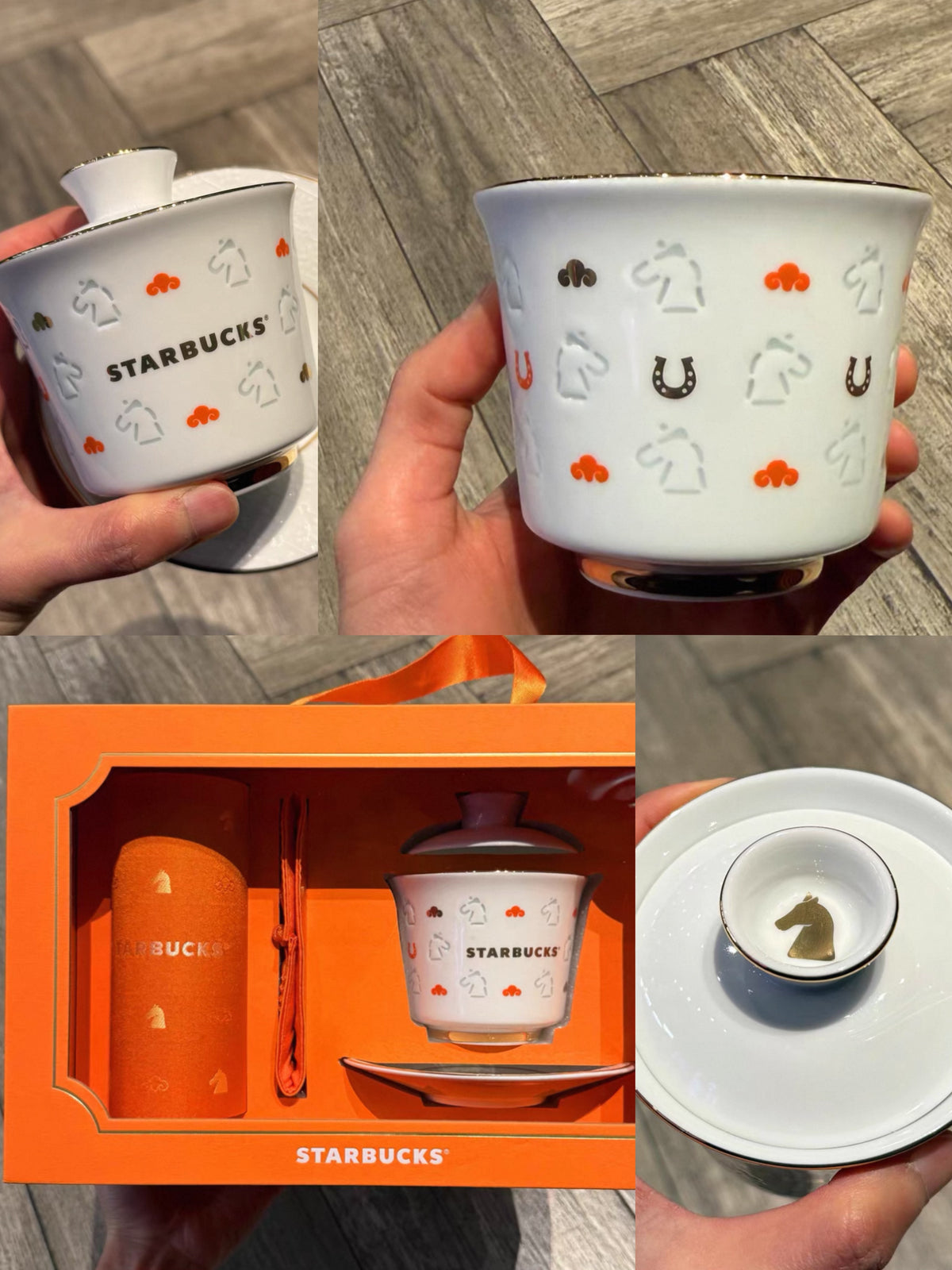 Starbucks Jingdezhen tea cup held in hand
