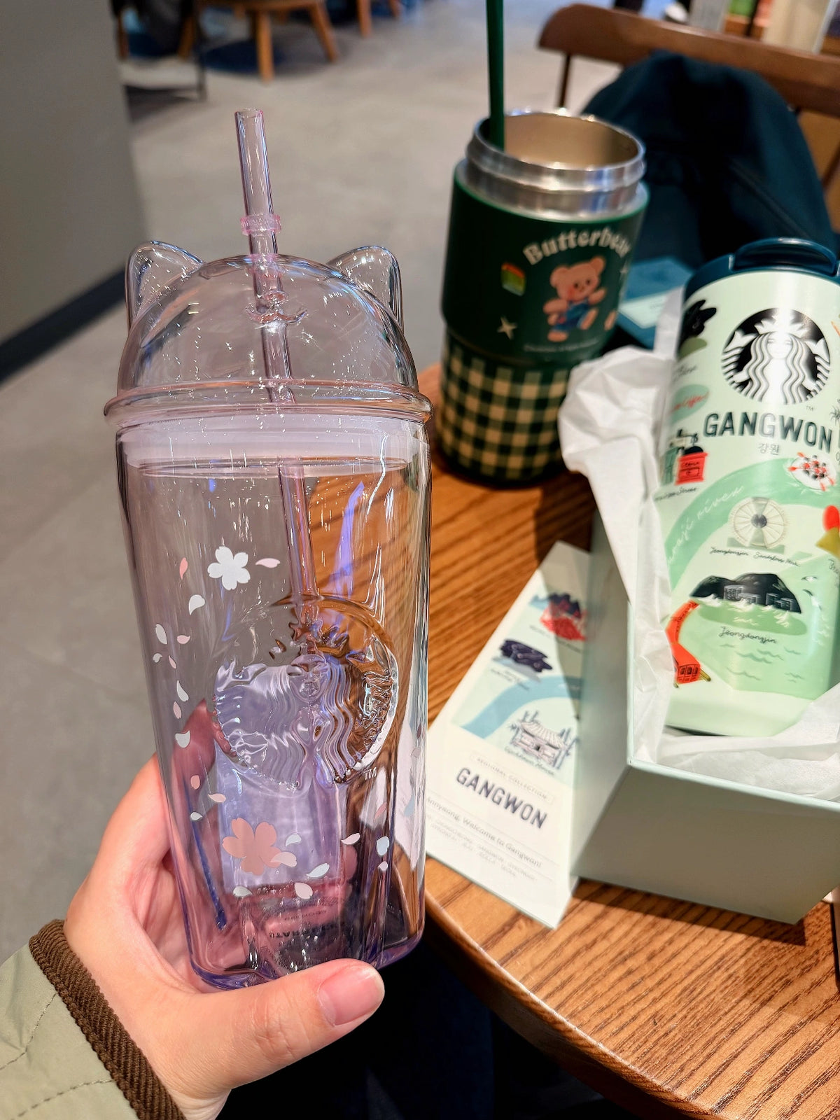 Starbucks Korea 2026 Sakura Blossom Purple Pink Cat Ear Glass Straw 500ml