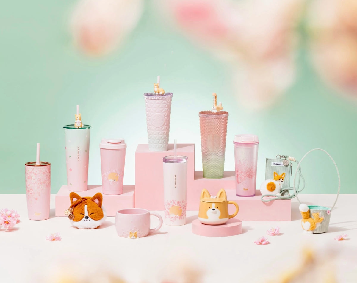 Starbucks Taiwan 2026 Sakura with Corgi Cup Tumblers Free Shipping