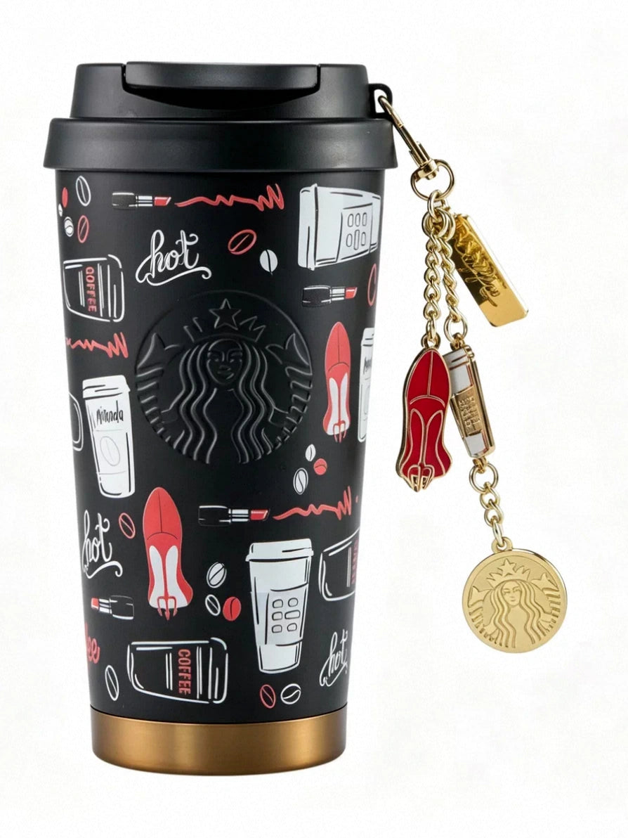 Starbucks The Devil Wears Prada Black SS Tumbler 17oz with Metal Chain